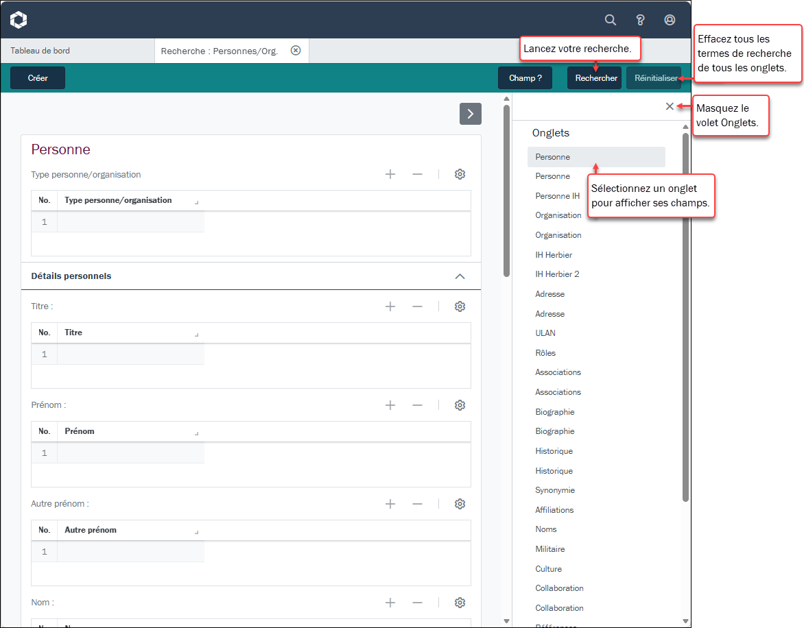 Cliquez pour agrandir Espace de travail Rechercher